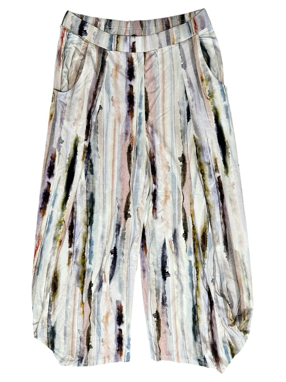 Kozan NWT Women's Size L Striped Watercolor Marble Wide Leg Jemma Pants